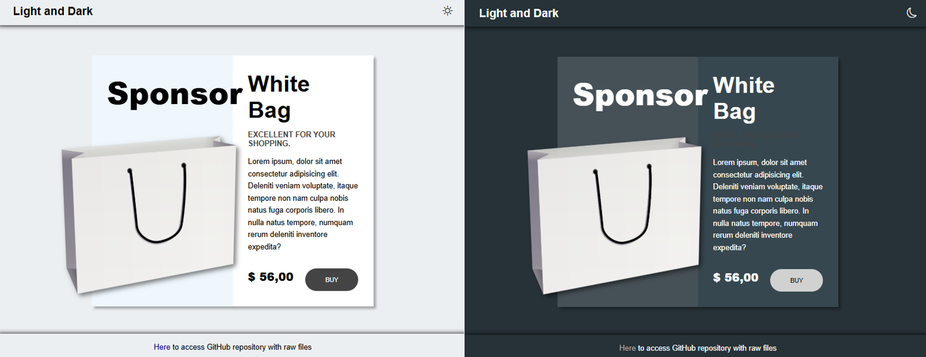Dark and Light Web Page