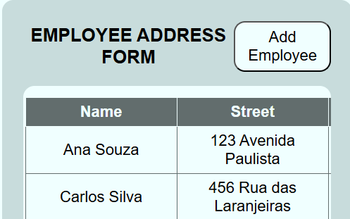Employee Address Form